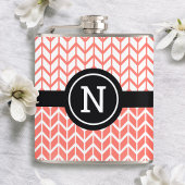 Monogram Sinaasappel Wit Chevron Patroon Vet Moder Heupfles