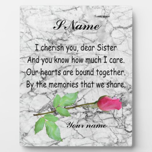 MONOGRAM SISTER QUOTE FOTOPLAAT (Voorkant)