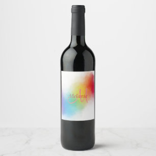 Monogram Sjabloon Aangepaste Moderne regenboog Abs Wijn Etiket