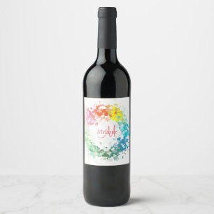 Monogram Sjabloon Aangepaste Moderne regenboog Abs Wijn Etiket