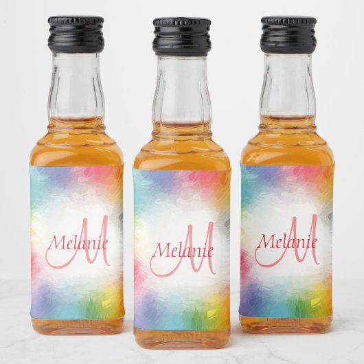 Monogram Sjabloon Abstract Kleurrijke Moderne Rege Likeurfles Etiket (Flessen)