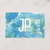 Monogram Sjabloon Blauw Groen Modern Abstract Visitekaartje (Voorkant)
