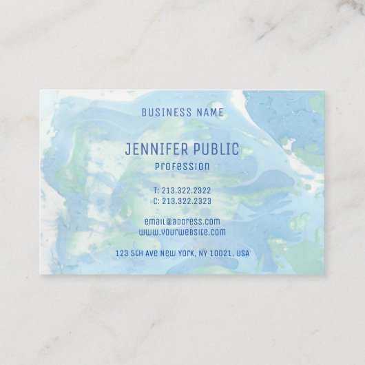 Monogram Sjabloon Blauw Groen Modern Abstract Visitekaartje (Achterkant)