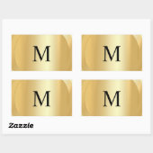 Monogram Sjabloon Custom Elegant Faux Gold Rechthoekige Sticker (Vel)