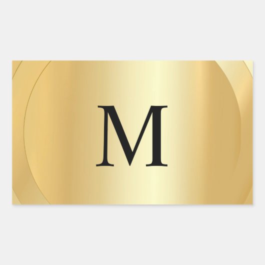 Monogram Sjabloon Custom Elegant Faux Gold Rechthoekige Sticker (Voorkant)