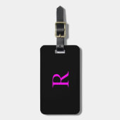 Monogram Sjabloon Cute Initiaal Naam Black Hot Pin Bagagelabel (Voorkant verticaal)