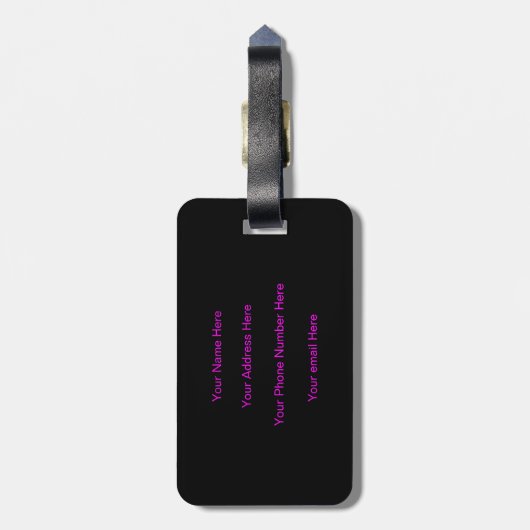 Monogram Sjabloon Cute Initiaal Naam Black Hot Pin Bagagelabel (Achterkant verticaal)
