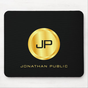 Monogram Sjabloon Elegant Black en Gold Muismat