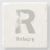 Monogram Sjabloon Elegant design letter marmeren t Stenen Onderzetter (Voorkant)