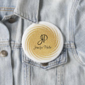 Monogram Sjabloon Elegant Faux Gold Glitter Ronde Button 4,0 Cm (In situ)