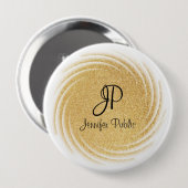 Monogram Sjabloon Elegant Faux Gold Glitter Ronde Button 4,0 Cm (Voorkant /achterkant)