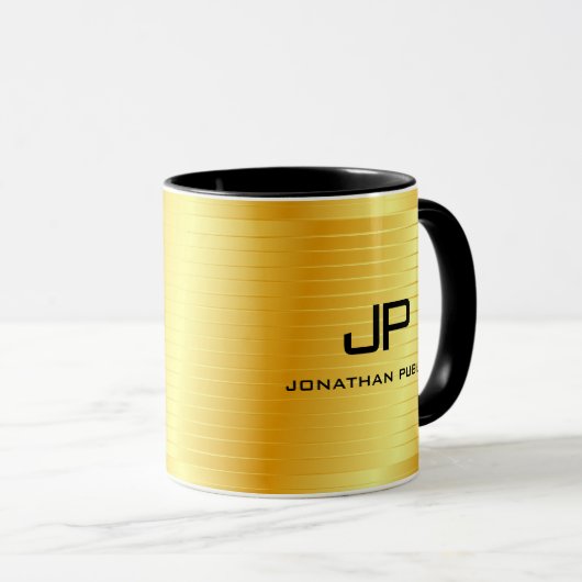 Monogram Sjabloon Elegant Gold Kijk Trendy Mok (Voorkant rechts)