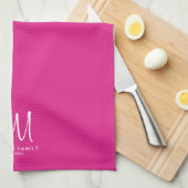 Monogram Sjabloon familienaam Modern Elegant Theedoek (Quarter Fold)