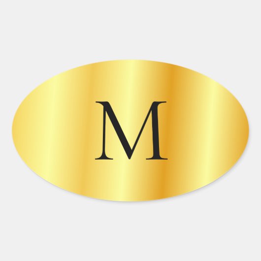 Monogram Sjabloon Faux Gold Modern Elegant Ovale Sticker (Voorkant)