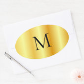 Monogram Sjabloon Faux Gold Modern Elegant Ovale Sticker (Envelop)