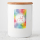 Monogram Sjabloon Geel Oranje Blauw Groen Roze Voedselcontainer Etiket (Voorkant)