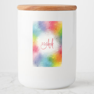 Monogram Sjabloon Geel Oranje Blauw Groen Roze Voedselcontainer Etiket