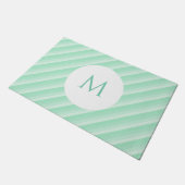 Monogram Sjabloon Mint Green Stripes Trendy Modern Deurmat (Schuin)