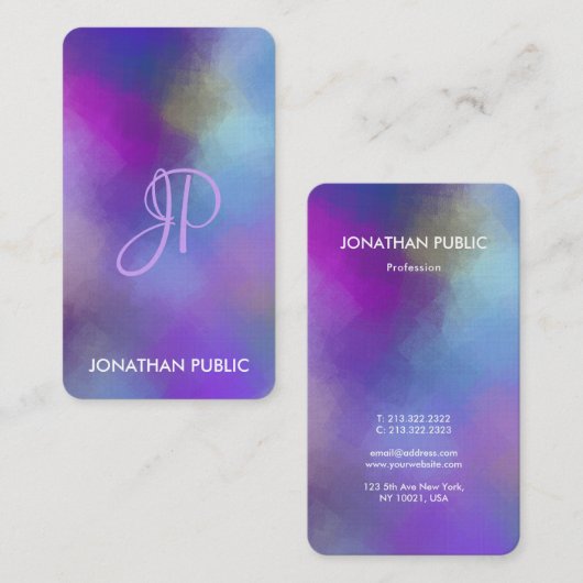 Monogram Sjabloon Moderne Abstracte Kunst Visitekaartje (Voorkant / Achterkant)