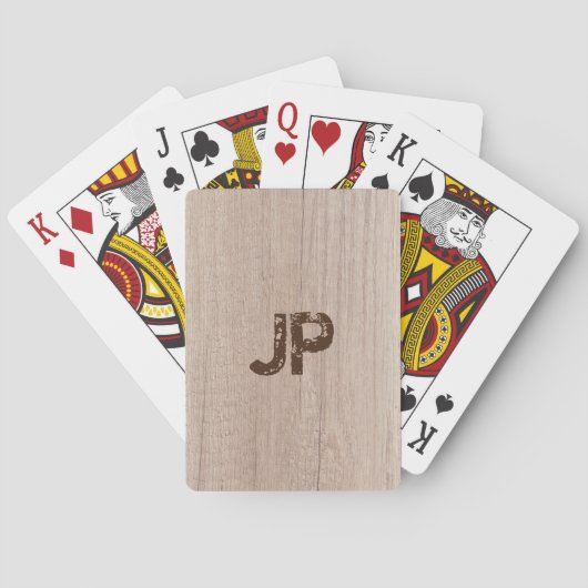 Monogram Sjabloon Moderne Elegant Wood Plank Pokerkaarten (Achterkant)