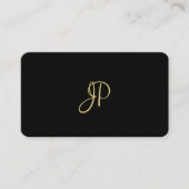 Monogram Sjabloon moderne elegante zwarte en goudk Visitekaartje (Voorkant)