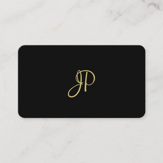 Monogram Sjabloon moderne elegante zwarte en goudk Visitekaartje (Voorkant)