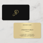 Monogram Sjabloon moderne elegante zwarte en goudk Visitekaartje (Voorkant / Achterkant)