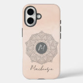 Monogram Sjabloon Naam Modern Mandala Roze Roze Case-Mate iPhone Case (Achterkant)