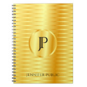 Monogram Sjabloon Nep Gouden Metalen Uiterlijk Notitieboek (Voorkant)