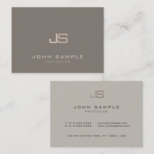 Monogram Sjabloon Professioneel Modern Elegant Visitekaartje (Voorkant / Achterkant)