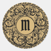 monogram Sjabloon Ronde Sticker (Voorkant)