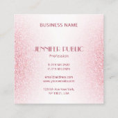 Monogram Sjabloon Roze Rose Gold Glitter Modern Vierkante Visitekaartje (Achterkant)