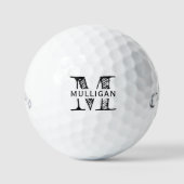 Monogram Sjabloon Trouwgunst Naam Golfballen (Voorkant)