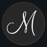 Monogram Sjabloon Wedding Envelope Seal Black Whit Ronde Sticker<br><div class="desc">Monogram Sjabloon Wedding Envelope Seal Black White Invitation Stickers</div>