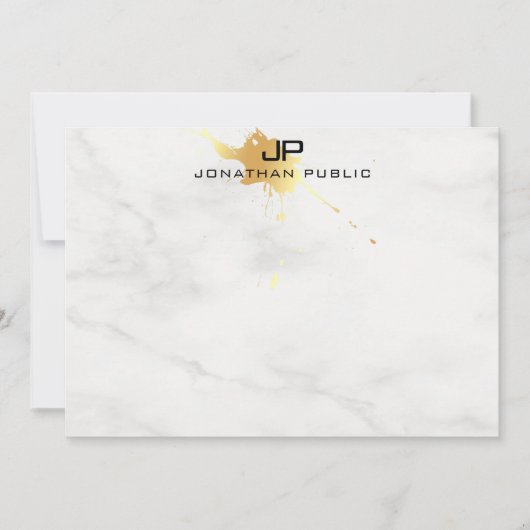 Monogram Sjabloon Wit Marmer Elegant Goud (Voorkant)