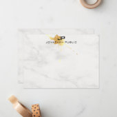 Monogram Sjabloon Wit Marmer Elegant Goud (Voorkant / Achterkant in situ)