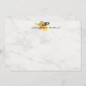 Monogram Sjabloon Wit Marmer Elegant Goud (Voorkant / Achterkant)