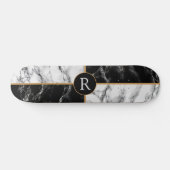 Monogram Skateboard Black en White Check Marble (Horizontaal)
