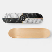 Monogram Skateboard Black en White Check Marble (Horizontaal)