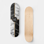 Monogram Skateboard Black en White Check Marble (Voorkant)