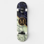 Monogram Skateboard met zwart-wit marmer (Voorkant)