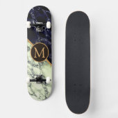 Monogram Skateboard met zwart-wit marmer (Voorkant)