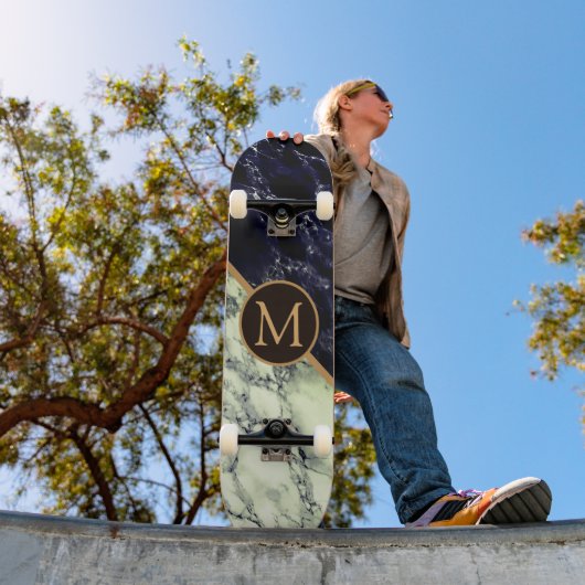 Monogram Skateboard met zwart-wit marmer (Buiten 1)