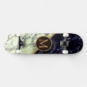 Monogram Skateboard met zwart-wit marmer (Horizontaal)