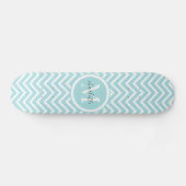 Monogram Skateboard | Pastel Blue Green Chevron (Horizontaal)