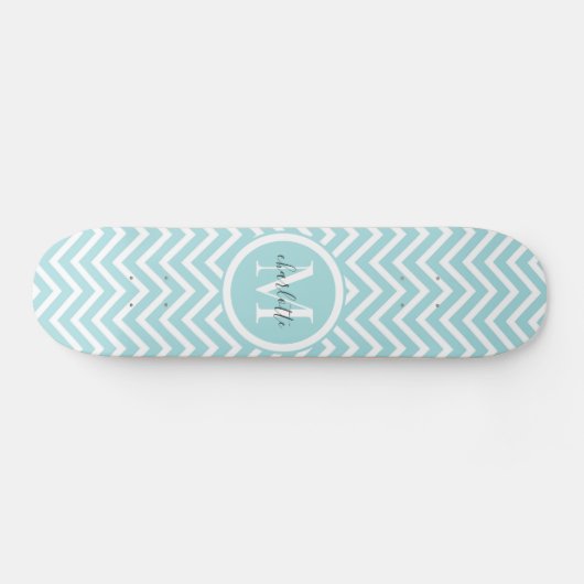 Monogram Skateboard | Pastel Blue Green Chevron (Horizontaal)