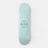 Monogram Skateboard | Pastel Blue Green Chevron (Voorkant)