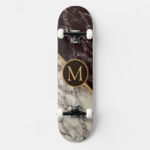 Monogram Skateboard - Zwarte Witte Marmer Steen (Voorkant)