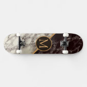 Monogram Skateboard - Zwarte Witte Marmer Steen (Horizontaal)