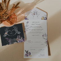 Monogram | Skelet Bloemrijke Halloween Bruiloft